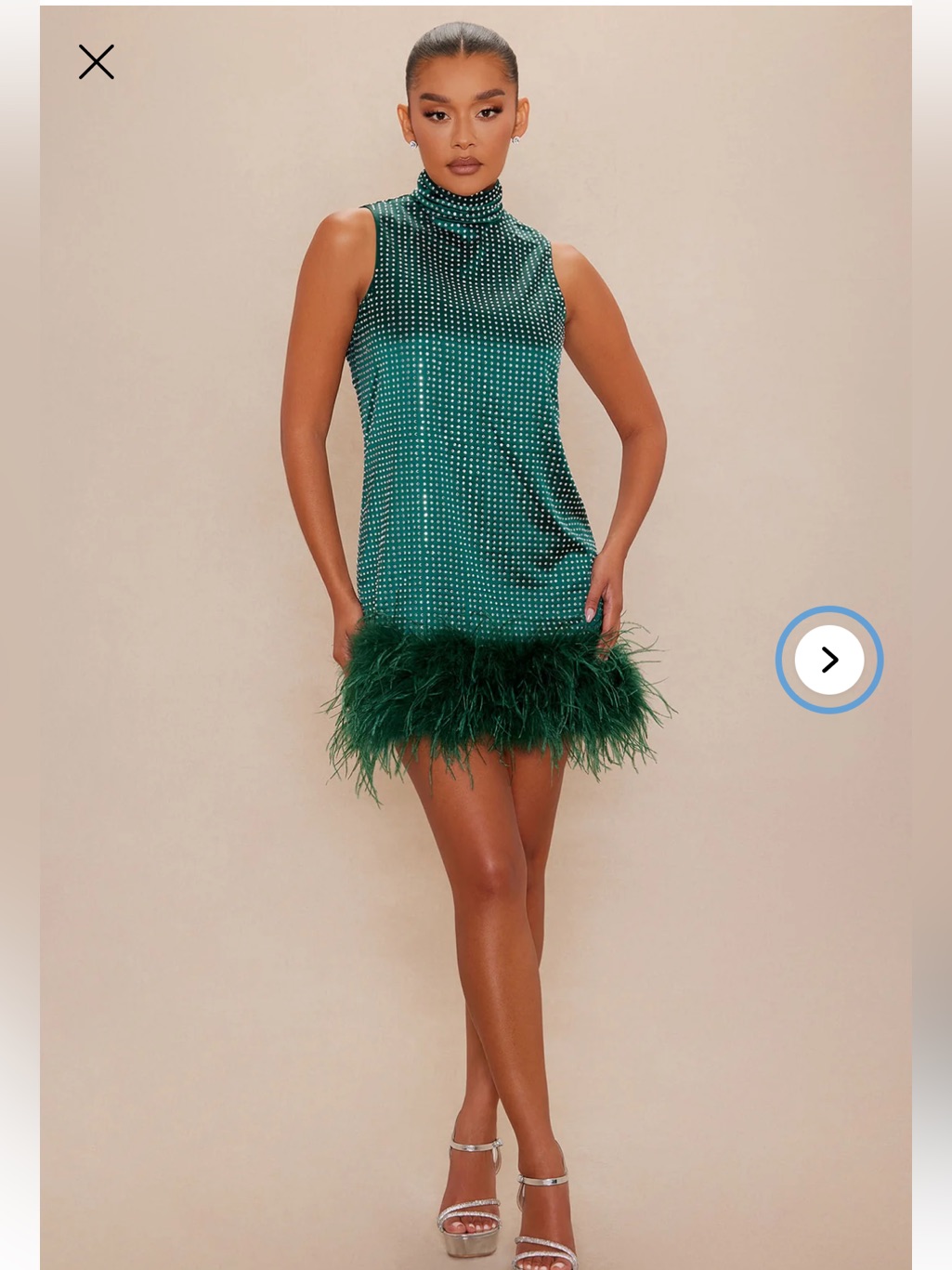 Fashion Nova Emerald Feather Trim Mini Skirt